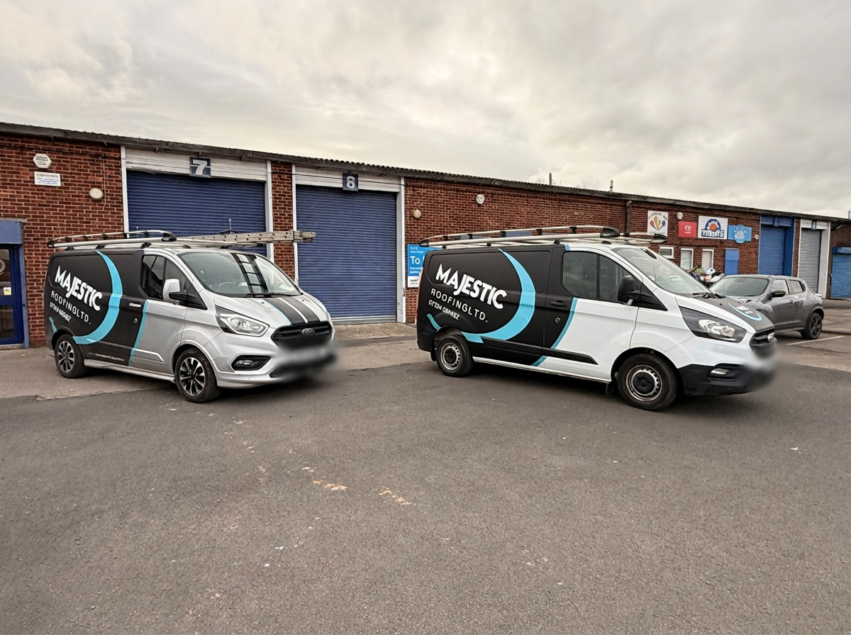 Majestic Roofing branded vans